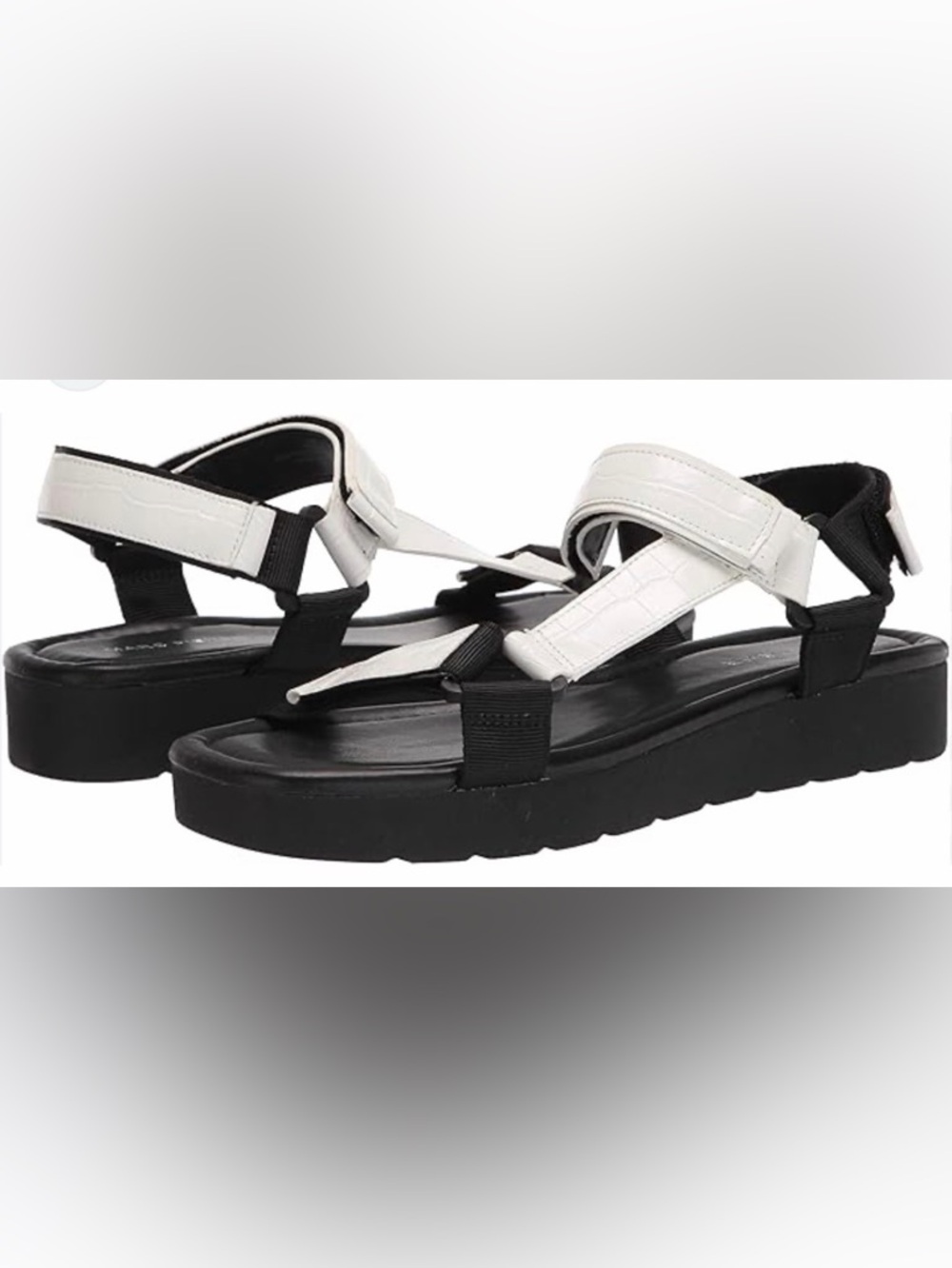 Marc Fisher White and Black Platform Sport Sandals - Women